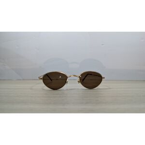 Vintage Style Oval Sunglasses Gold Metal Frame Brown Lens Retro Unisex